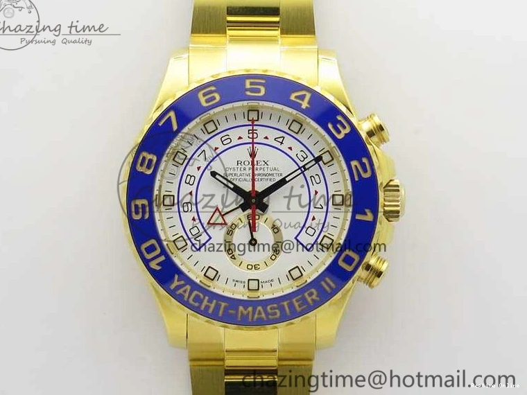 0228 YachtMaster II 116688 YG JF 1:1 Best Edition White Dial Blue Ceramic Bezel On YG Bracelet A Cozy 3577